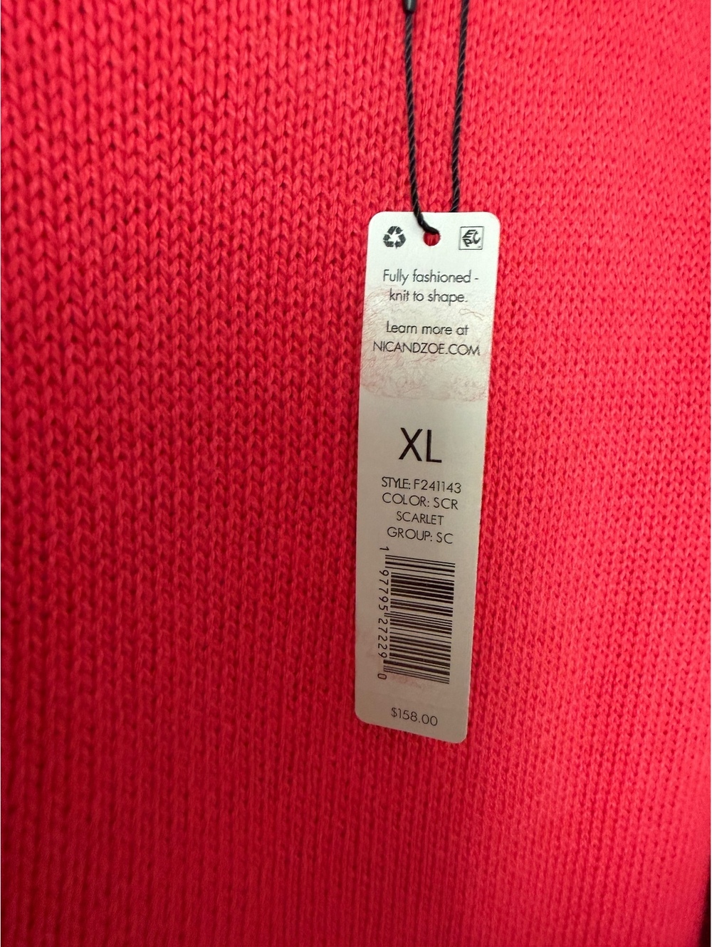 NIC + ZOE NWT Dashing Down Crew Neck White Trim Red Hi-Low Sweater Size XL - Picture 9 of 9